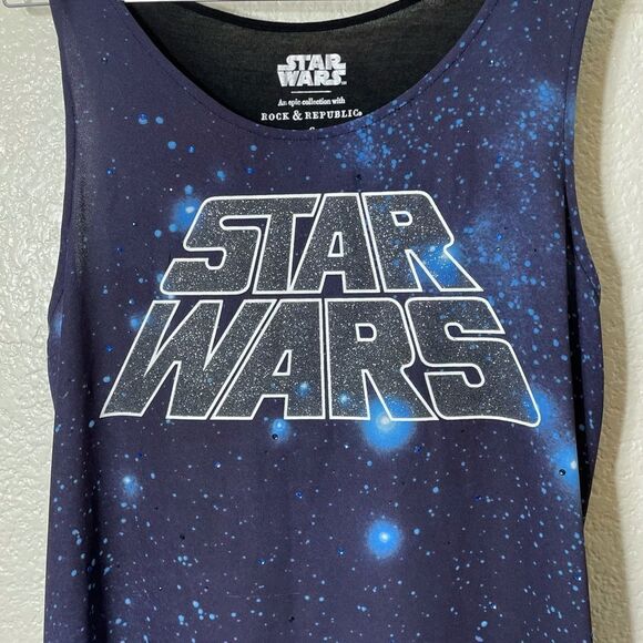 Rock and Republic Star Wars Glitter Tank Top Blue - Picture 3 of 12